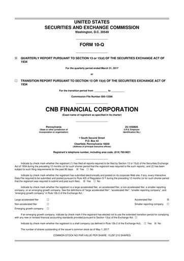 Thumbnail CNB Financial Corp 10-Q Quarterly Report FY2017 