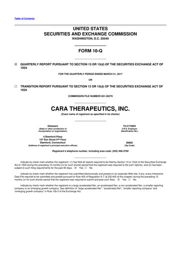 Thumbnail Cara Therapeutics
 10-Q Quarterly Report FY2017 