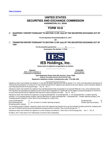 Thumbnail IES Holdings 10-Q Quarterly Report FY2017 