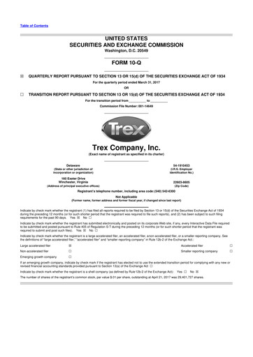 Miniature Trex 10-Q Rapport trimestriel 2017 
