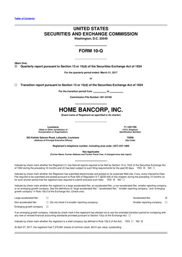 Thumbnail Home Bancorp
 10-Q Quarterly Report FY2017 