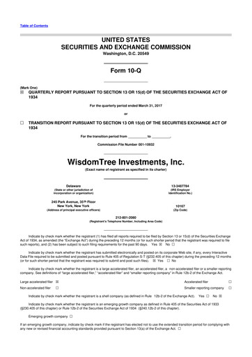 Vorschaubild WisdomTree
 10-Q Quartalsbericht 2017 