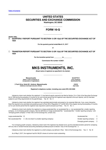 Thumbnail MKS Instruments 10-Q Quarterly Report FY2017 