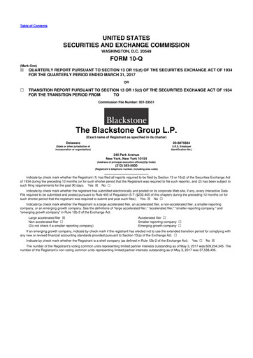 Thumbnail Blackstone Group 10-Q Quarterly Report FY2017 