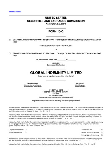 Thumbnail Global Indemnity 10-Q Quarterly Report FY2017 