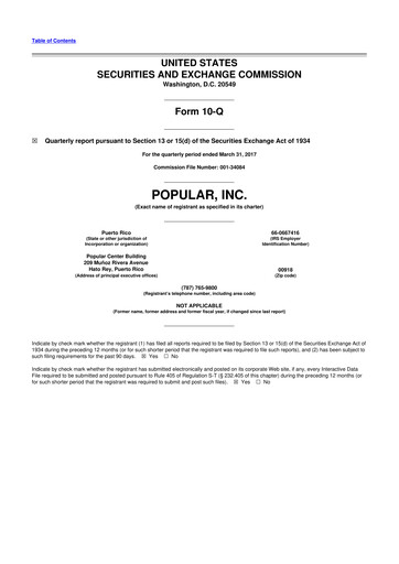 Thumbnail Popular, Inc. (Banco Popular de Puerto Rico) 10-Q Quarterly Report FY2017 