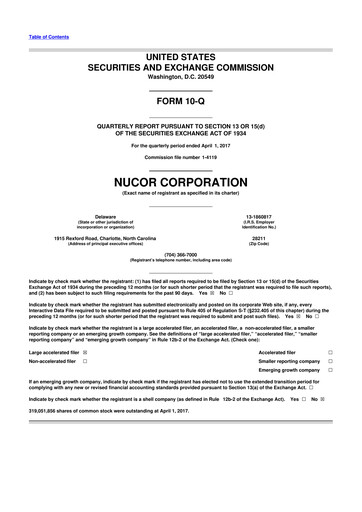 Thumbnail Nucor
 10-Q Quarterly Report FY2017 