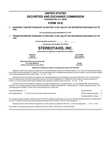 Thumbnail Stereotaxis 10-Q Quarterly Report FY2017 