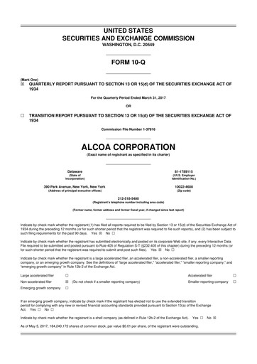 Thumbnail Alcoa 10-Q Quarterly Report FY2017 