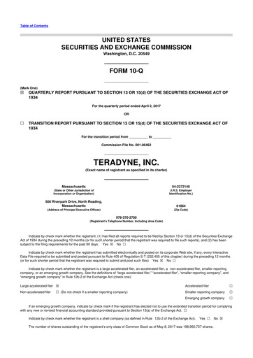 Thumbnail Teradyne 10-Q Quarterly Report FY2017 