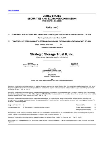 Thumbnail SmartStop Self Storage REIT 10-Q Quarterly Report FY2017 
