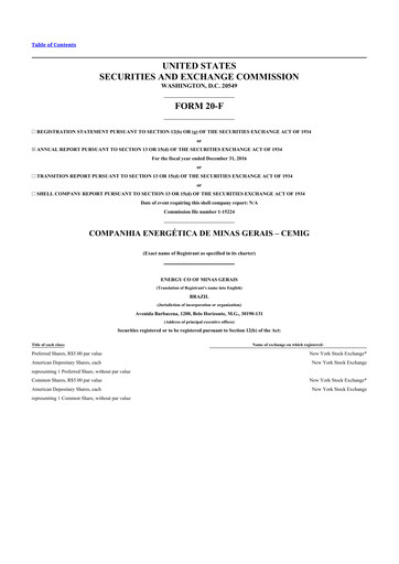 Thumbnail Cemig 20-F Annual Report 