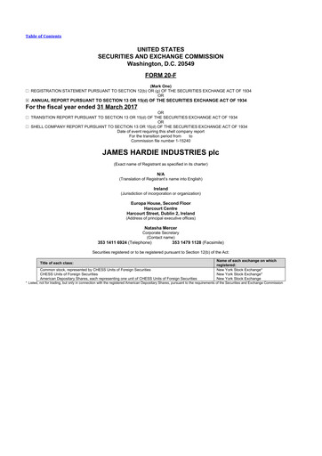 Thumbnail James Hardie Industries
 20-F Annual Report 2017