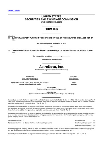Thumbnail AstroNova, Inc. 10-Q Quarterly Report FY2018 