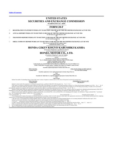 Thumbnail Honda 20-F Annual Report 