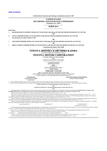 Thumbnail Toyota 20-F Annual Report 2016