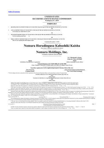 Thumbnail Nomura Holdings 20-F Annual Report 2017