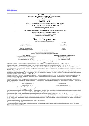 Thumbnail Oracle 10-K Annual Report 2017