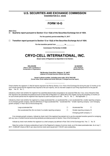Thumbnail Cryo-Cell International 10-Q Quarterly Report FY2017 