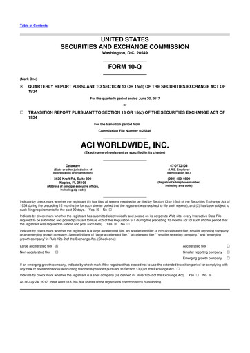 Thumbnail ACI Worldwide
 10-Q Quarterly Report FY2017 