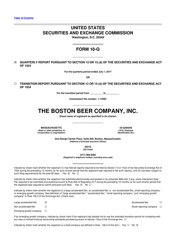 Vorschaubild Boston Beer Company 10-Q Quartalsbericht 2017 