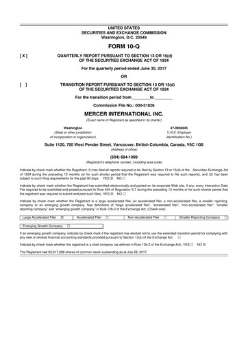 Vorschaubild Mercer International 10-Q Quartalsbericht 2017 