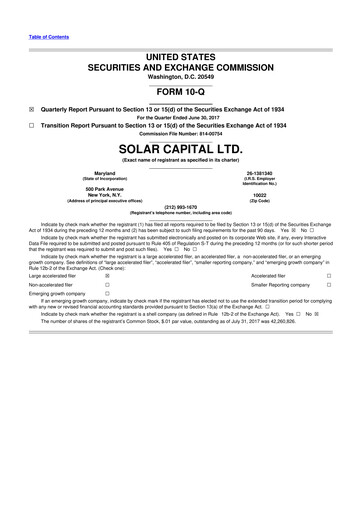 Thumbnail SLR Investment 10-Q Quarterly Report FY 