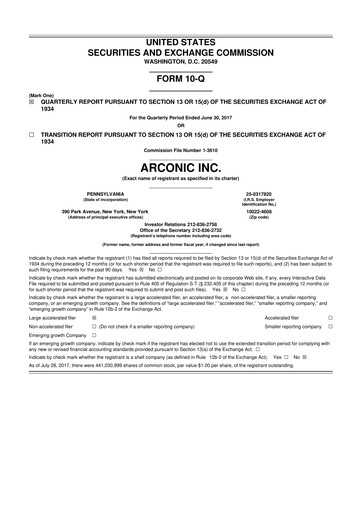 Thumbnail Howmet Aerospace
 10-Q Quarterly Report FY2017 