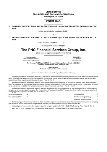 Thumbnail PNC Financial Services 10-Q Quarterly Report FY2017 