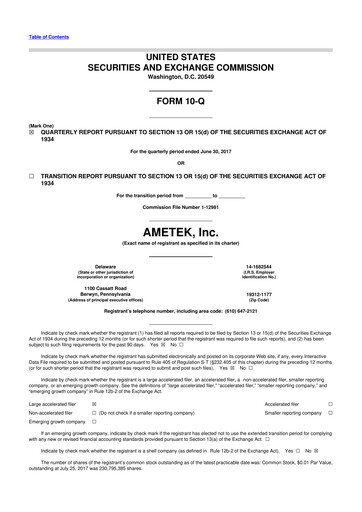 Thumbnail Ametek 10-Q Quarterly Report FY2017 