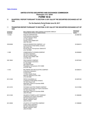 Thumbnail Exelon Corporation 10-Q Quarterly Report FY2017 