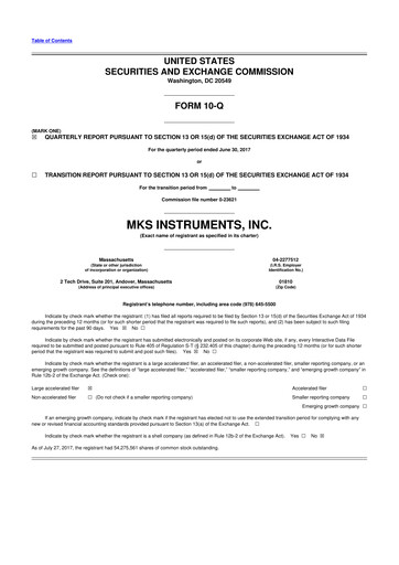 Thumbnail MKS Instruments 10-Q Quarterly Report FY2017 