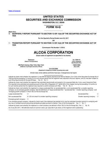 Thumbnail Alcoa 10-Q Quarterly Report FY2017 