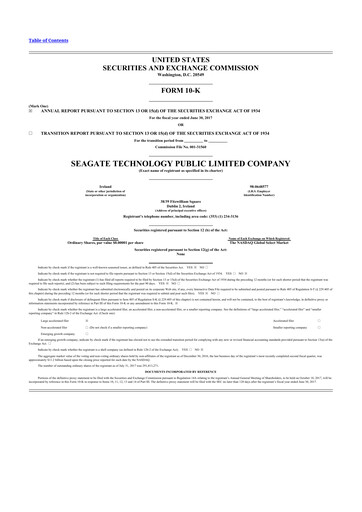 Thumbnail Seagate Technology 10-K Annual Report 2017