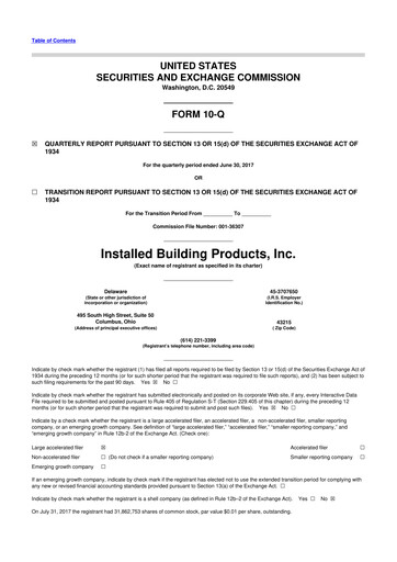 Thumbnail Installed Building Products 10-Q Quarterly Report FY2017 