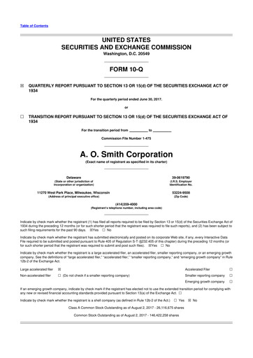 Thumbnail A. O. Smith 10-Q Quarterly Report FY2017 