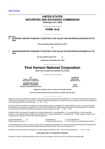 Thumbnail First Horizon Corporation 10-Q Quarterly Report FY2017 