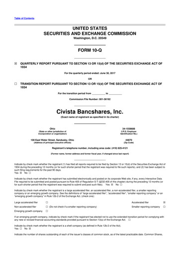 Thumbnail Civista Bancshares
 10-Q Quarterly Report FY2017 