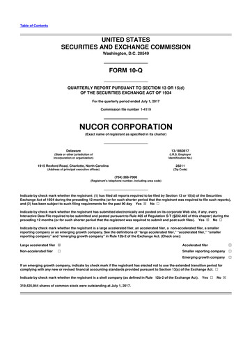 Thumbnail Nucor
 10-Q Quarterly Report FY2017 
