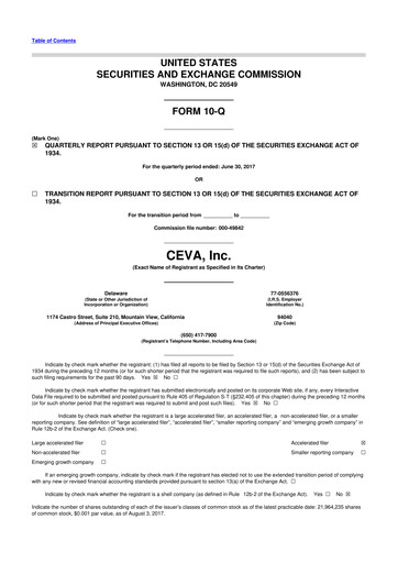 Vorschaubild CEVA
 10-Q Quartalsbericht 2017 