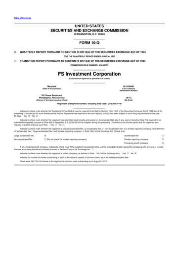 Thumbnail FS KKR Capital
 10-Q Quarterly Report FY 