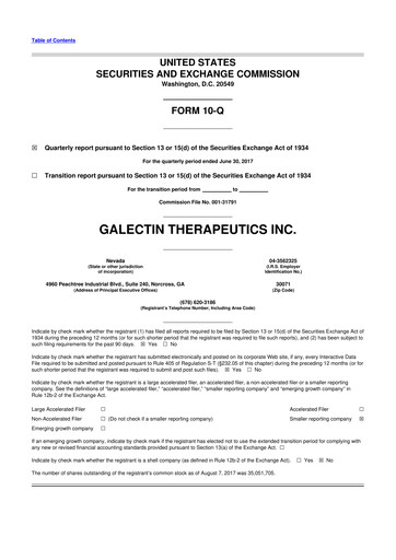 Vorschaubild Galectin Therapeutics 10-Q Quartalsbericht 2017 