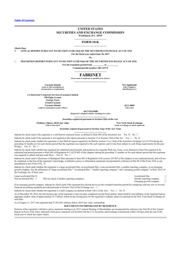 Miniature Fabrinet
 10-K Rapport annuel 2017