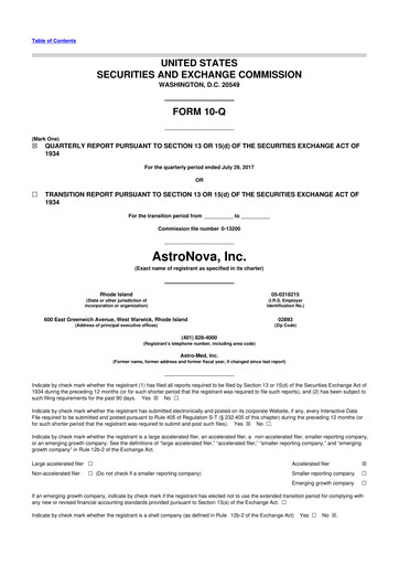 Thumbnail AstroNova, Inc. 10-Q Quarterly Report FY2018 
