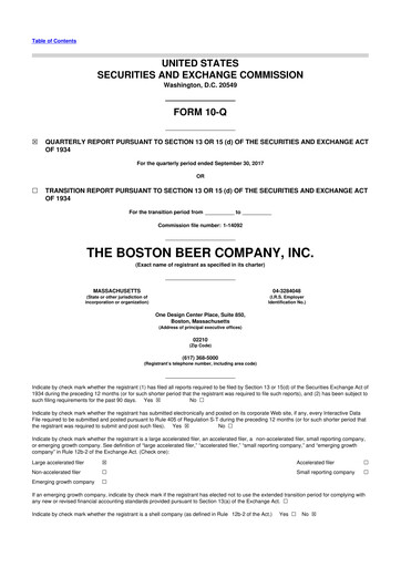 Vorschaubild Boston Beer Company 10-Q Quartalsbericht 2017 