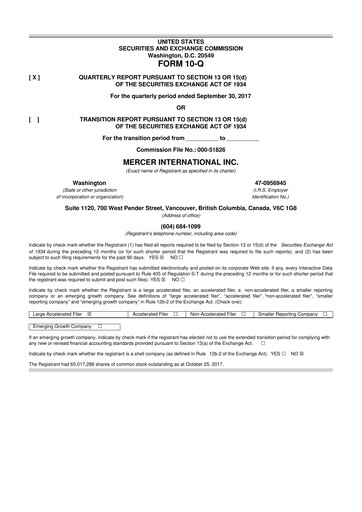 Vorschaubild Mercer International 10-Q Quartalsbericht 2017 