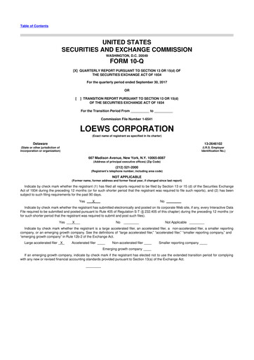 Thumbnail Loews Corporation
 10-Q Quarterly Report FY2017 