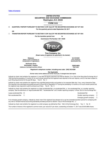 Miniature Trex 10-Q Rapport trimestriel 2017 