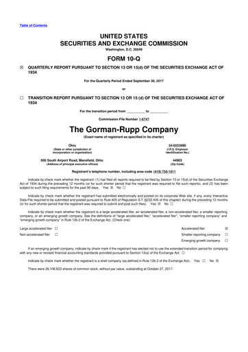 Thumbnail Gorman-Rupp 10-Q Quarterly Report FY2017 