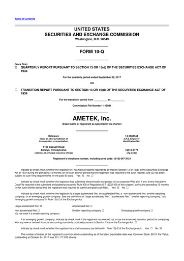 Thumbnail Ametek 10-Q Quarterly Report FY2017 